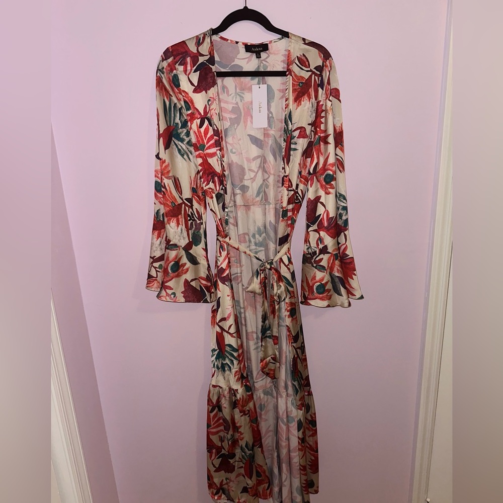 Floral satin duster